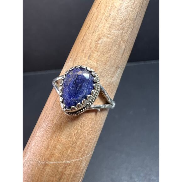 Blue kyanite sterling silver teardrop ring size 5 - Picture 9 of 16